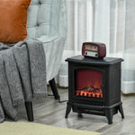 Portable Electric Fireplace Heater with Realistic Flame Effect, 1000 W/2000 W, Black
