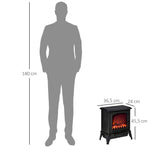 Portable Electric Fireplace Heater with Realistic Flame Effect, 1000 W/2000 W, Black