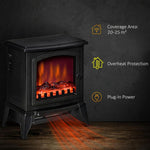 Portable Electric Fireplace Heater with Realistic Flame Effect, 1000 W/2000 W, Black