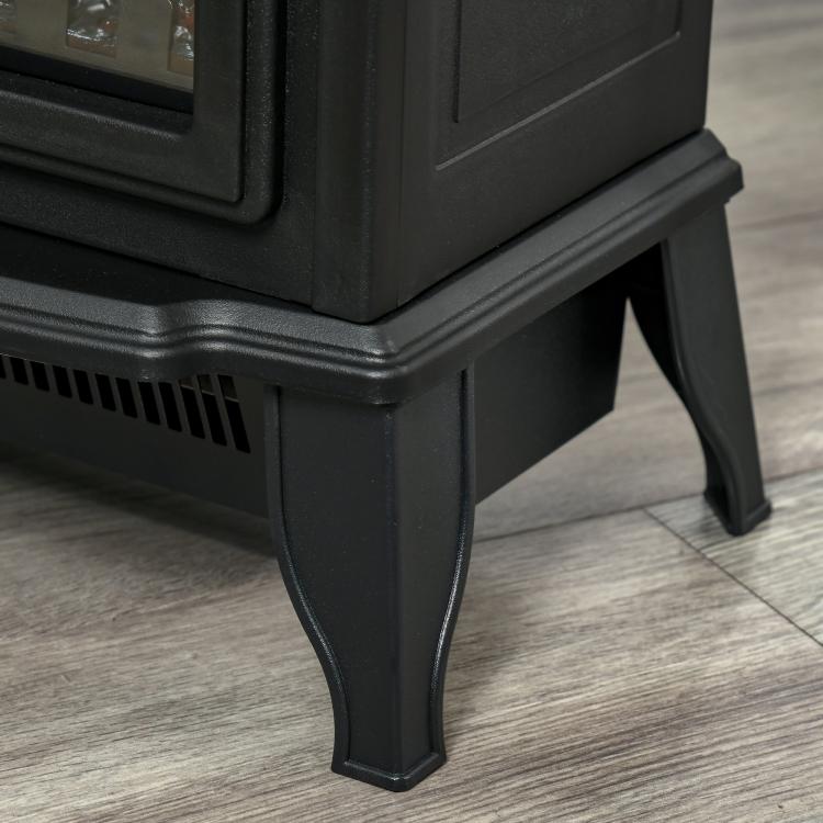 Portable Electric Fireplace Heater with Realistic Flame Effect, 1000 W/2000 W, Black