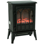 Freestanding electric fireplace 1000/2000 W, decorative faux fireplace with LED flame effect, overheat protection, coverage area 15–30 m2, black