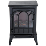 Freestanding electric fireplace 1000/2000 W, decorative faux fireplace with LED flame effect, overheat protection, coverage area 15–30 m2, black