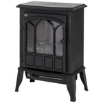 Freestanding electric fireplace 1000/2000 W, decorative faux fireplace with LED flame effect, overheat protection, coverage area 15–30 m2, black