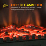 Freestanding electric fireplace 1000/2000 W, decorative faux fireplace with LED flame effect, overheat protection, coverage area 15–30 m2, black