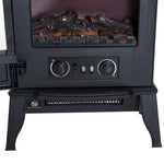 Freestanding electric fireplace 1000/2000 W, decorative faux fireplace with LED flame effect, overheat protection, coverage area 15–30 m2, black