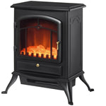 Retro-Style Electric Fireplace Stove with Flame Effect, Thermostat (1000/2000 W), Overheat Protection – Black