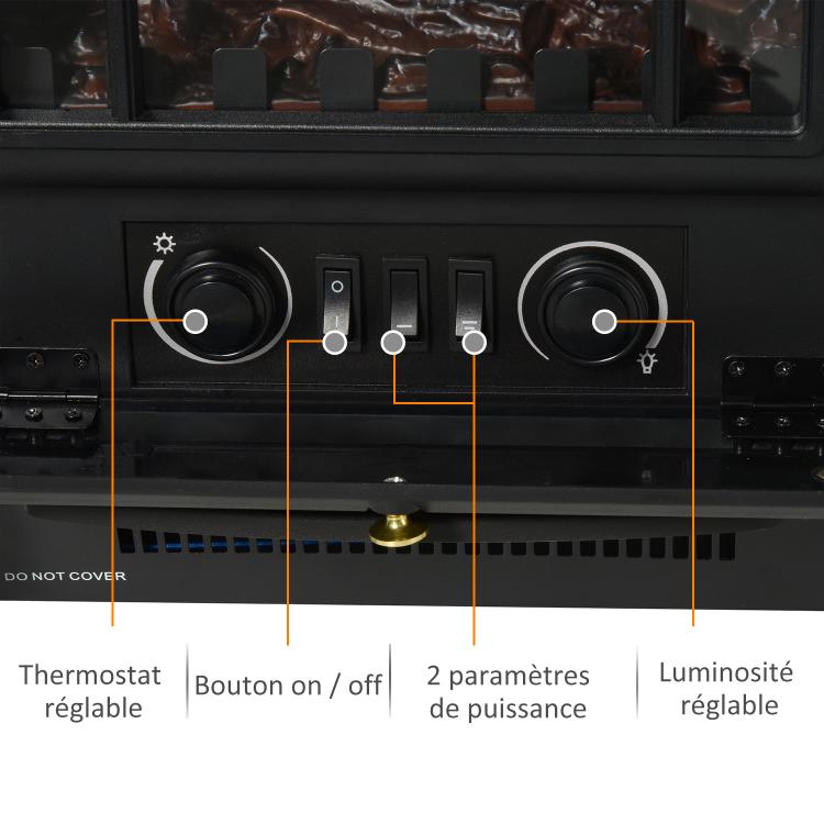 Retro-Style Electric Fireplace Stove with Flame Effect, Thermostat (1000/2000 W), Overheat Protection – Black