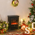 Retro-Style Electric Fireplace Stove with Flame Effect, Thermostat (1000/2000 W), Overheat Protection – Black