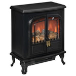 Neo-retro style electric stove fireplace, 2 doors, tempered glass, 1000/2000 W, adjustable LED brightness, steel and ABS, black.