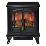 Neo-retro style electric stove fireplace, 2 doors, tempered glass, 1000/2000 W, adjustable LED brightness, steel and ABS, black.