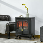 Neo-retro style electric stove fireplace, 2 doors, tempered glass, 1000/2000 W, adjustable LED brightness, steel and ABS, black.