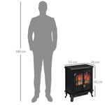 Neo-retro style electric stove fireplace, 2 doors, tempered glass, 1000/2000 W, adjustable LED brightness, steel and ABS, black.