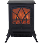 Freestanding electric fireplace 1000/2000 W, decorative faux fireplace with LED flame effect, overheat protection, coverage area 15–30 m2, black