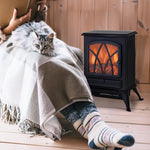 Freestanding electric fireplace 1000/2000 W, decorative faux fireplace with LED flame effect, overheat protection, coverage area 15–30 m2, black