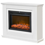 Electric Fireplace with Realistic Flame Effect and Wooden Surround, Electric Fireplace with Thermostat, Overheat Protection, Timer, and Remote Control, 1000W/2000W, 98x27.5x80cm, White