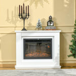 Electric Fireplace with Realistic Flame Effect and Wooden Surround, Electric Fireplace with Thermostat, Overheat Protection, Timer, and Remote Control, 1000W/2000W, 98x27.5x80cm, White