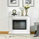 Electric Fireplace with Realistic Flame Effect and Wooden Surround, Electric Fireplace with Thermostat, Overheat Protection, Timer, and Remote Control, 1000W/2000W, 98x27.5x80cm, White