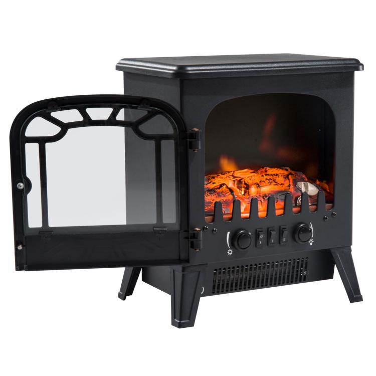 Electric Fireplace with Adjustable Flame Effect, 925W/1850W Electric Fireplace with Adjustable Temperature, Thermostat, Overheat Protection, 36 x 25.5 x 41.5 cm, Black