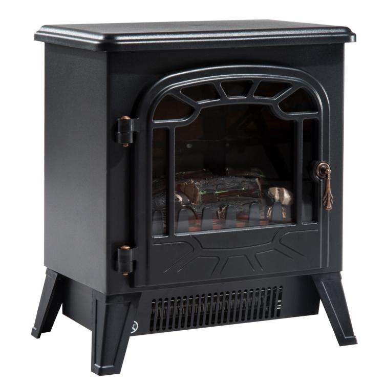 Electric Fireplace with Adjustable Flame Effect, 925W/1850W Electric Fireplace with Adjustable Temperature, Thermostat, Overheat Protection, 36 x 25.5 x 41.5 cm, Black