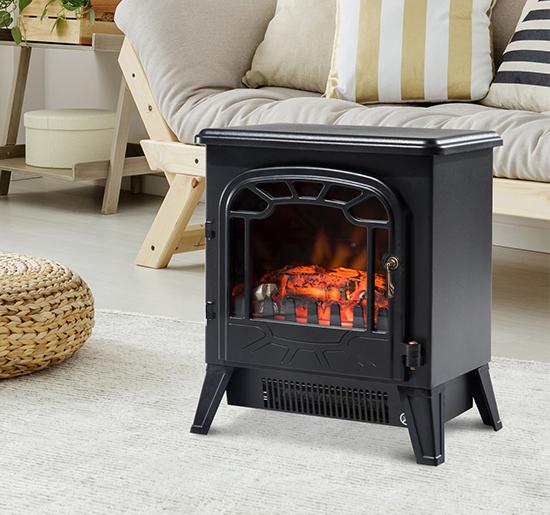 Electric Fireplace with Adjustable Flame Effect, 925W/1850W Electric Fireplace with Adjustable Temperature, Thermostat, Overheat Protection, 36 x 25.5 x 41.5 cm, Black