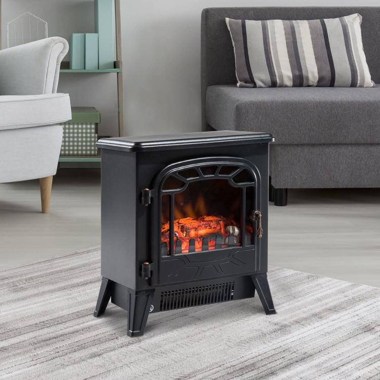 Electric Fireplace with Adjustable Flame Effect, 925W/1850W Electric Fireplace with Adjustable Temperature, Thermostat, Overheat Protection, 36 x 25.5 x 41.5 cm, Black