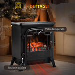 Electric Fireplace with Adjustable Flame Effect, 925W/1850W Electric Fireplace with Adjustable Temperature, Thermostat, Overheat Protection, 36 x 25.5 x 41.5 cm, Black