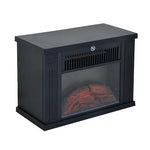 Tabletop Electric Fireplace with Flame Effect, Freestanding Electric Fireplace with Adjustable Power (600/1200W), Adjustable Temperature, 10–15 square meter Coverage, Black