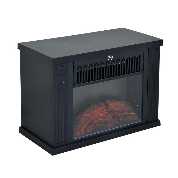 Tabletop Electric Fireplace with Flame Effect, Freestanding Electric Fireplace with Adjustable Power (600/1200W), Adjustable Temperature, 10–15 square meter Coverage, Black