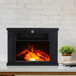 Tabletop Electric Fireplace with Flame Effect, Freestanding Electric Fireplace with Adjustable Power (600/1200W), Adjustable Temperature, 10–15 square meter Coverage, Black