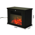 Tabletop Electric Fireplace with Flame Effect, Freestanding Electric Fireplace with Adjustable Power (600/1200W), Adjustable Temperature, 10–15 square meter Coverage, Black