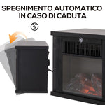 Tabletop Electric Fireplace with Flame Effect, Freestanding Electric Fireplace with Adjustable Power (600/1200W), Adjustable Temperature, 10–15 square meter Coverage, Black