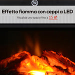 Tabletop Electric Fireplace with Flame Effect, Freestanding Electric Fireplace with Adjustable Power (600/1200W), Adjustable Temperature, 10–15 square meter Coverage, Black