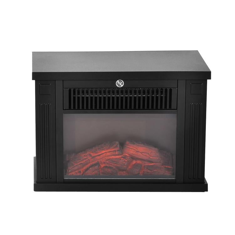 Tabletop Electric Fireplace with Flame Effect, Freestanding Electric Fireplace with Adjustable Power (600/1200W), Adjustable Temperature, 10–15 square meter Coverage, Black