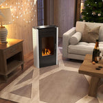 Ethanol fireplace/stove with 1.2L tank, 3-hour burn time, 20–25 m2 coverage, 50 x 27 x 82 cm, black.