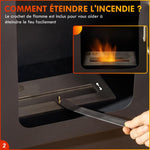 Ethanol fireplace/stove with 1.2L tank, 3-hour burn time, 20–25 m2 coverage, 50 x 27 x 82 cm, black.