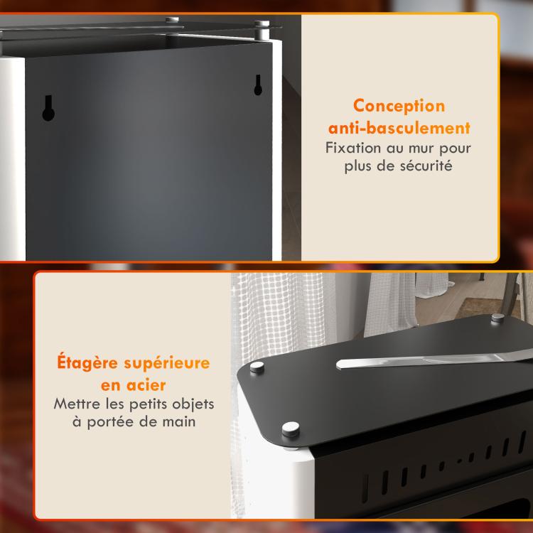 Ethanol fireplace/stove with 1.2L tank, 3-hour burn time, 20–25 m2 coverage, 50 x 27 x 82 cm, black.