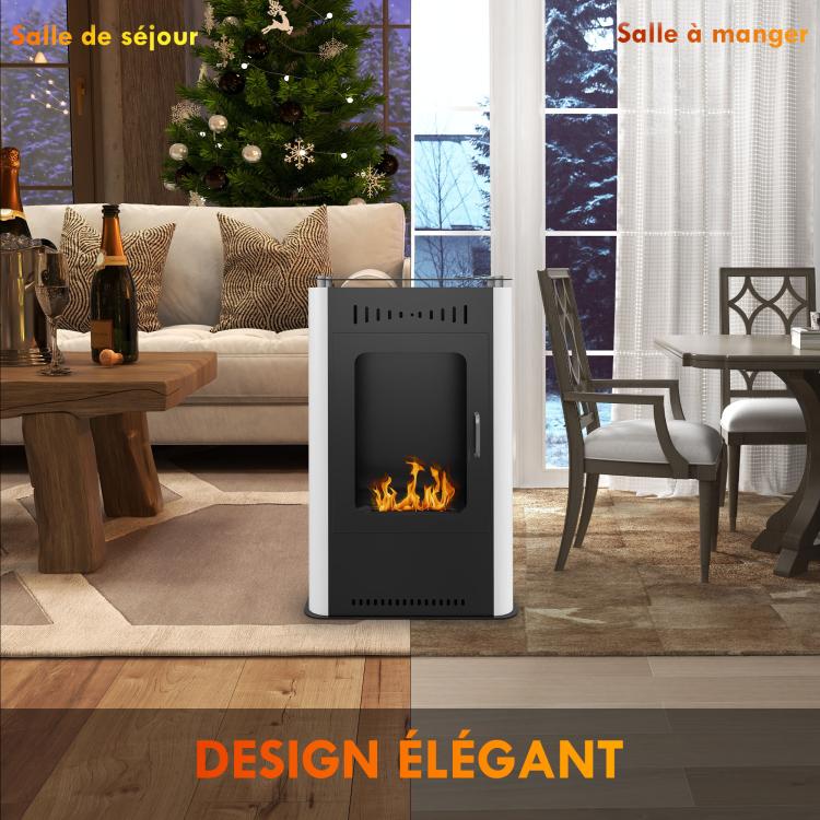 Ethanol fireplace/stove with 1.2L tank, 3-hour burn time, 20–25 m2 coverage, 50 x 27 x 82 cm, black.