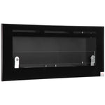 Wall-mounted/recessed bioethanol fireplace, 2.8 L burner, approx. 3.5-hour burn time, dimensions 102W x 16D x 43H cm, coverage 25–30 m2, metal.