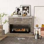 Wall-mounted/recessed bioethanol fireplace, 2.8 L burner, approx. 3.5-hour burn time, dimensions 102W x 16D x 43H cm, coverage 25–30 m2, metal.