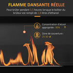 Wall-mounted/recessed bioethanol fireplace, 2.8 L burner, approx. 3.5-hour burn time, dimensions 102W x 16D x 43H cm, coverage 25–30 m2, metal.