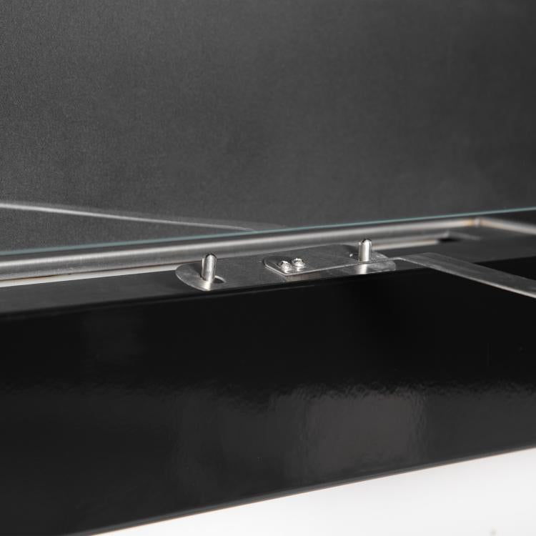 Wall-mounted/recessed bioethanol fireplace, 2.8 L burner, approx. 3.5-hour burn time, dimensions 102W x 16D x 43H cm, coverage 25–30 m2, metal.