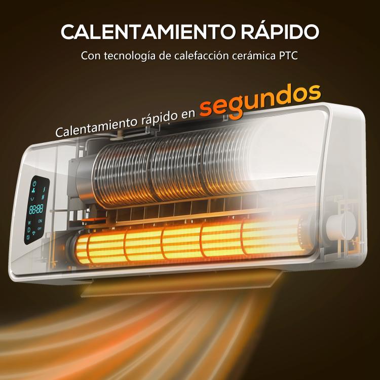 2000W Electric Wall Heater with 3 Modes, LED Display, Thermostat, Timer and Oscillation, White