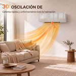 2000W Wall-Mounted Low-Energy Electric Heater with 3 Modes, LED Display, Thermostat, Timer, and Glass Panel