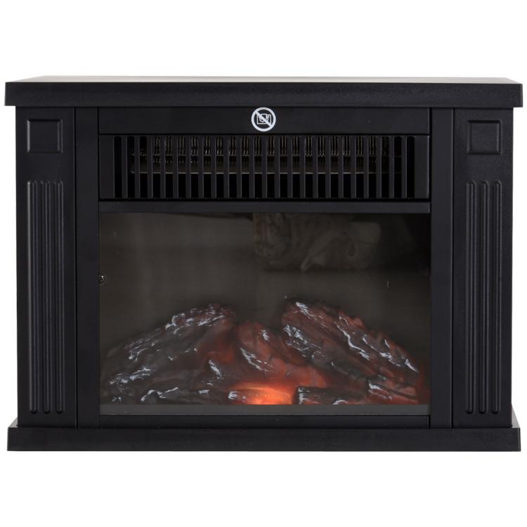 Electric fireplace with heater, electric fireplace with LED flame effect, 600/1200 W decorative fireplace, electric fireplace stove, black