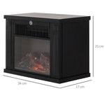 Electric fireplace with heater, electric fireplace with LED flame effect, 600/1200 W decorative fireplace, electric fireplace stove, black
