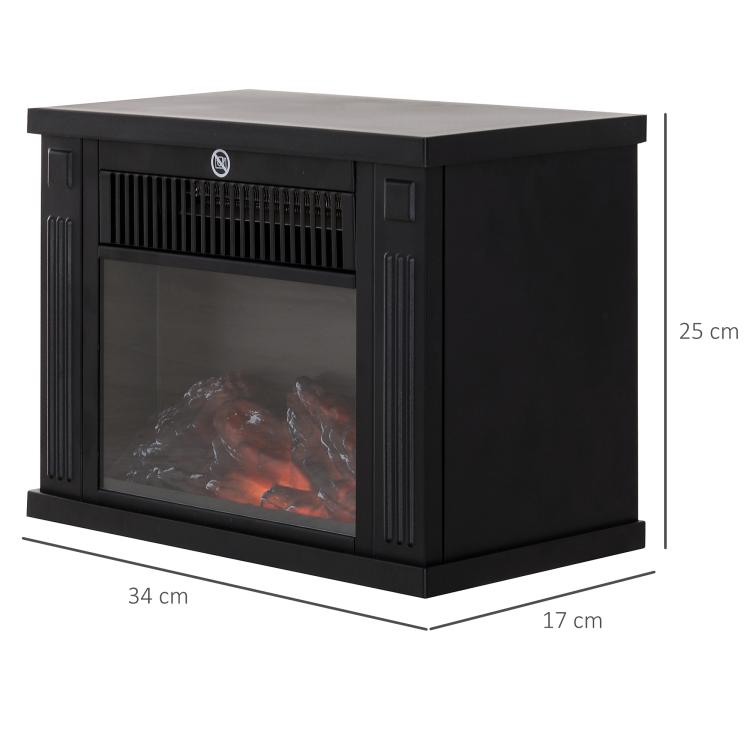 Electric fireplace with heater, electric fireplace with LED flame effect, 600/1200 W decorative fireplace, electric fireplace stove, black