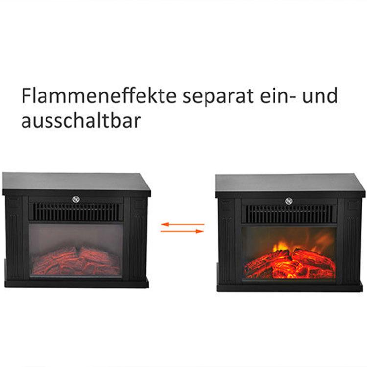 Electric fireplace with heater, electric fireplace with LED flame effect, 600/1200 W decorative fireplace, electric fireplace stove, black