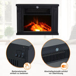 Electric fireplace with heater, electric fireplace with LED flame effect, 600/1200 W decorative fireplace, electric fireplace stove, black
