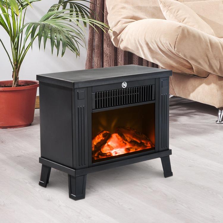 Electric Fireplace / Freestanding Stove with Flame Effect, 600/1200W, Metal, Black, 34x17x31 cm