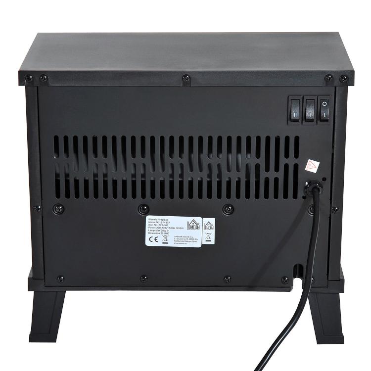 Electric Fireplace / Freestanding Stove with Flame Effect, 600/1200W, Metal, Black, 34x17x31 cm